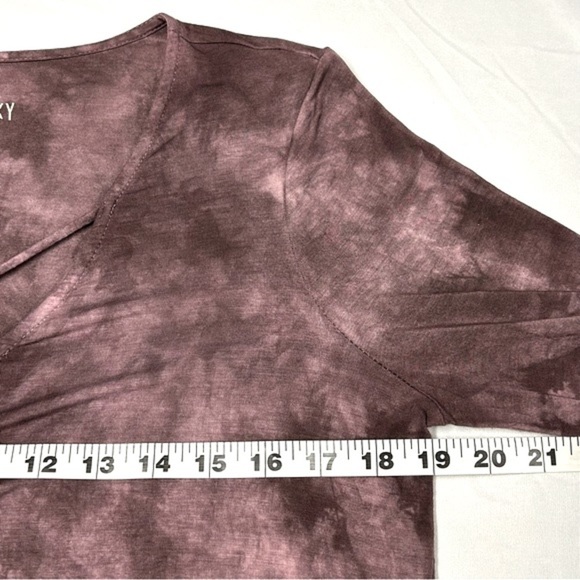 American Eagle Soft & Sexy Top Size M Bell Sleeve Faux Wrap Purple Tie D… - Picture 8 of 10